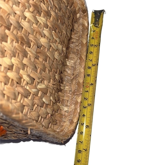 Ex Vintage 70s Boho Straw Handmade Taxco, Mexico Floral Embroidered Tote Handbag - Picture 13 of 14